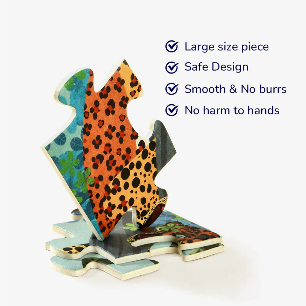 Element dużej wielkości z puzzli edukacyjnych zwierzęta afryki z bezpiecznym, gładkim wykończeniem