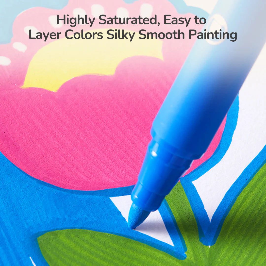 Niebieski marker akrylowy do kolorowania kwiatów zdjęcie detalu markerów akrylowych dla dzieci