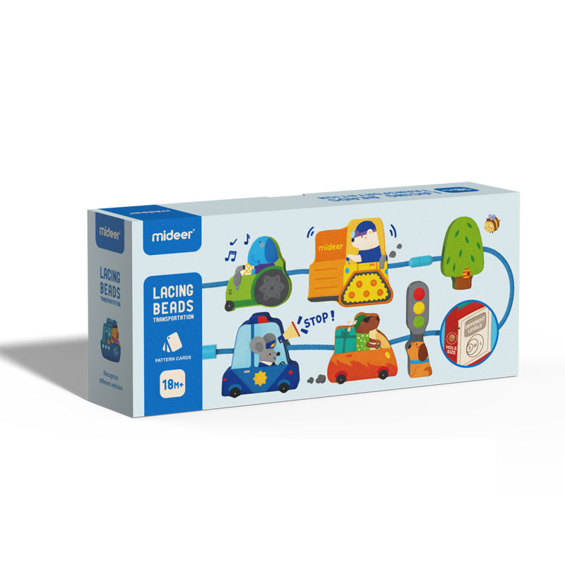 Zestaw do przeplatania pojazdy marki MOB edukacyjna zabawka rozwijająca motorykę dla dzieci