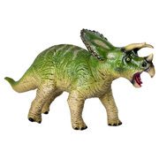 figurka triceratops ręcznie malowana w zielono-beżowych kolorach od Yamann