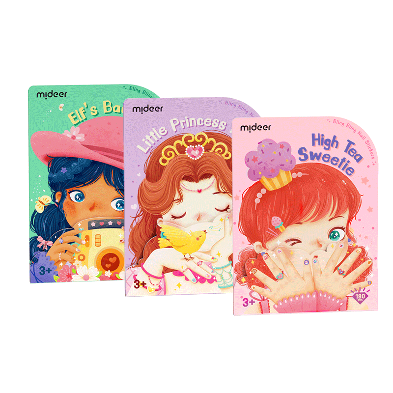 Naklejki na paznokcie dla dzieci z kolorowymi bajkowymi postaciami i motywami księżniczek