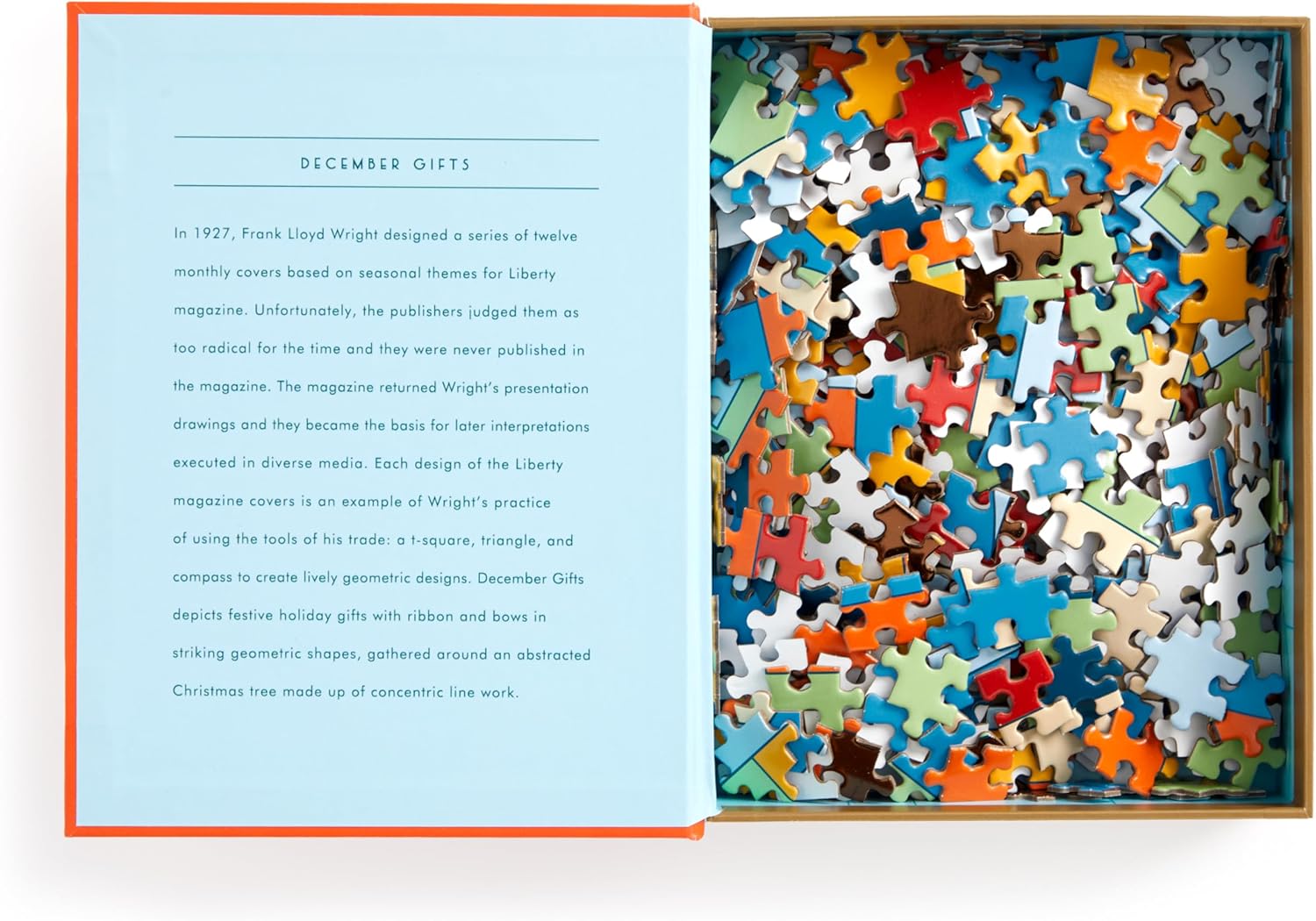 Puzzle 500 elementów dla dorosłych z kolorowymi elementami w otwartym pudełku Galison