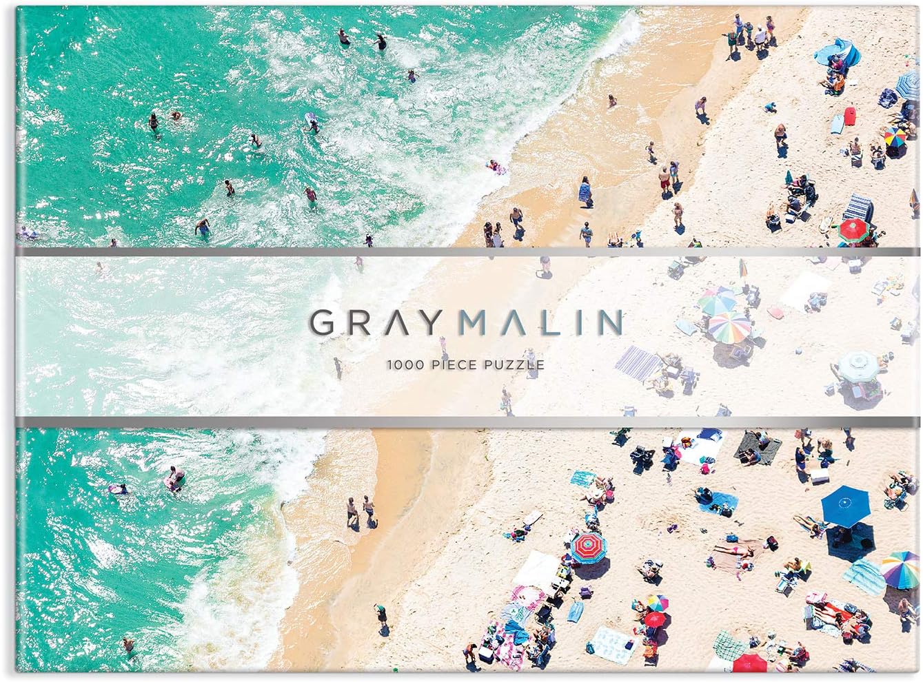 Puzzle 1000 elementów z plażą przedstawiające widok z lotu ptaka na turkusowe morze i piaszczystą plażę