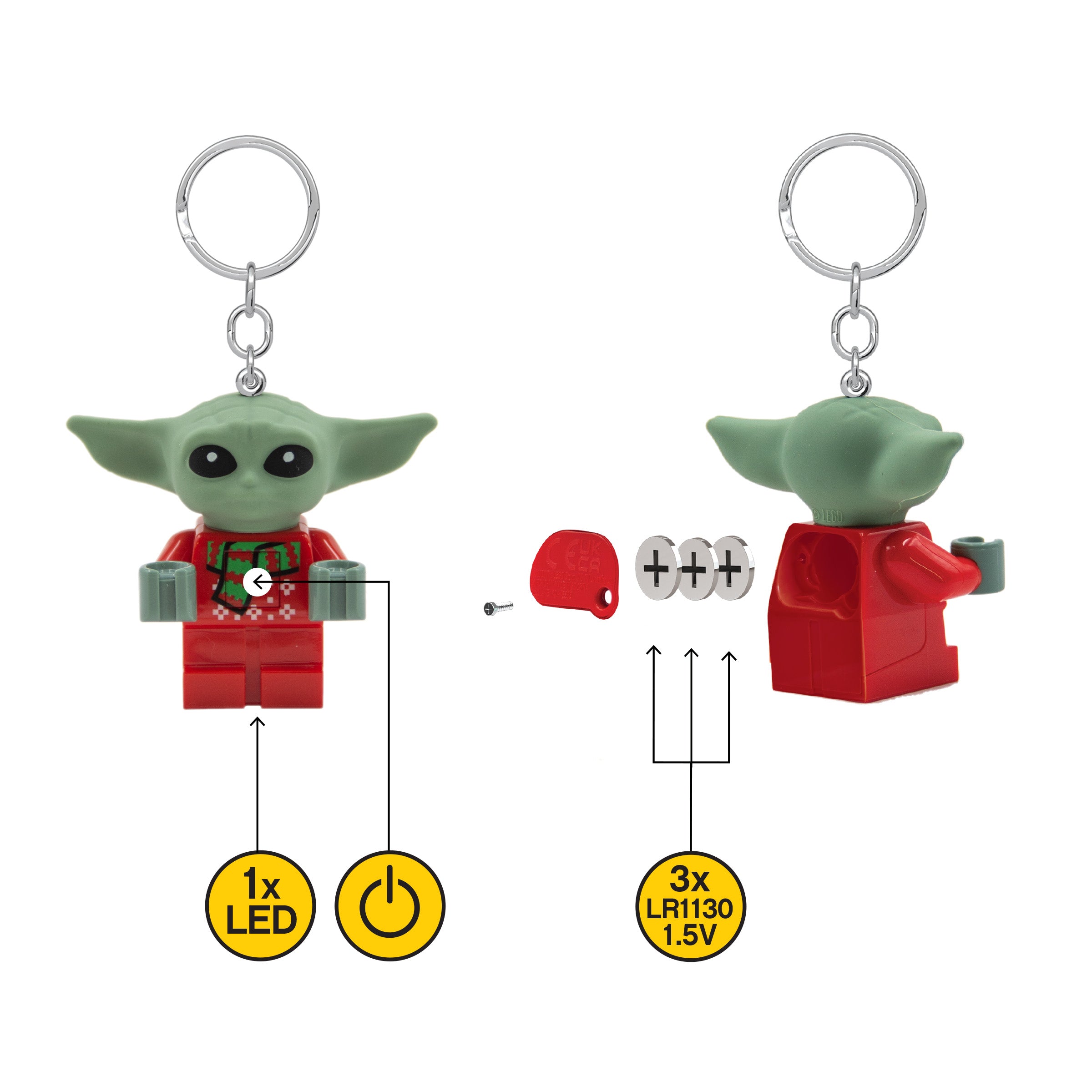 brelok LEGO Star Wars Grogu z podświetleniem LED i wymiennymi bateriami LR1130 1,5V