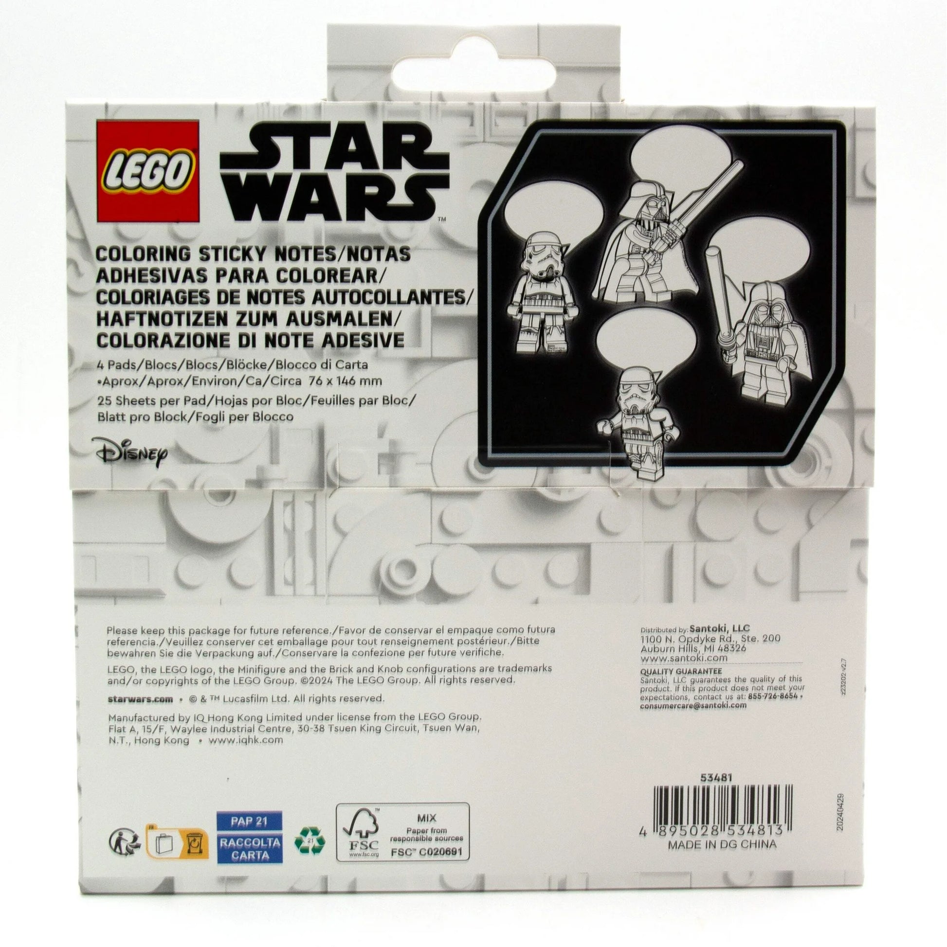 Opakowanie samoprzylepnych karteczek LEGO Star Wars z motywami postaci z sagi Star Wars