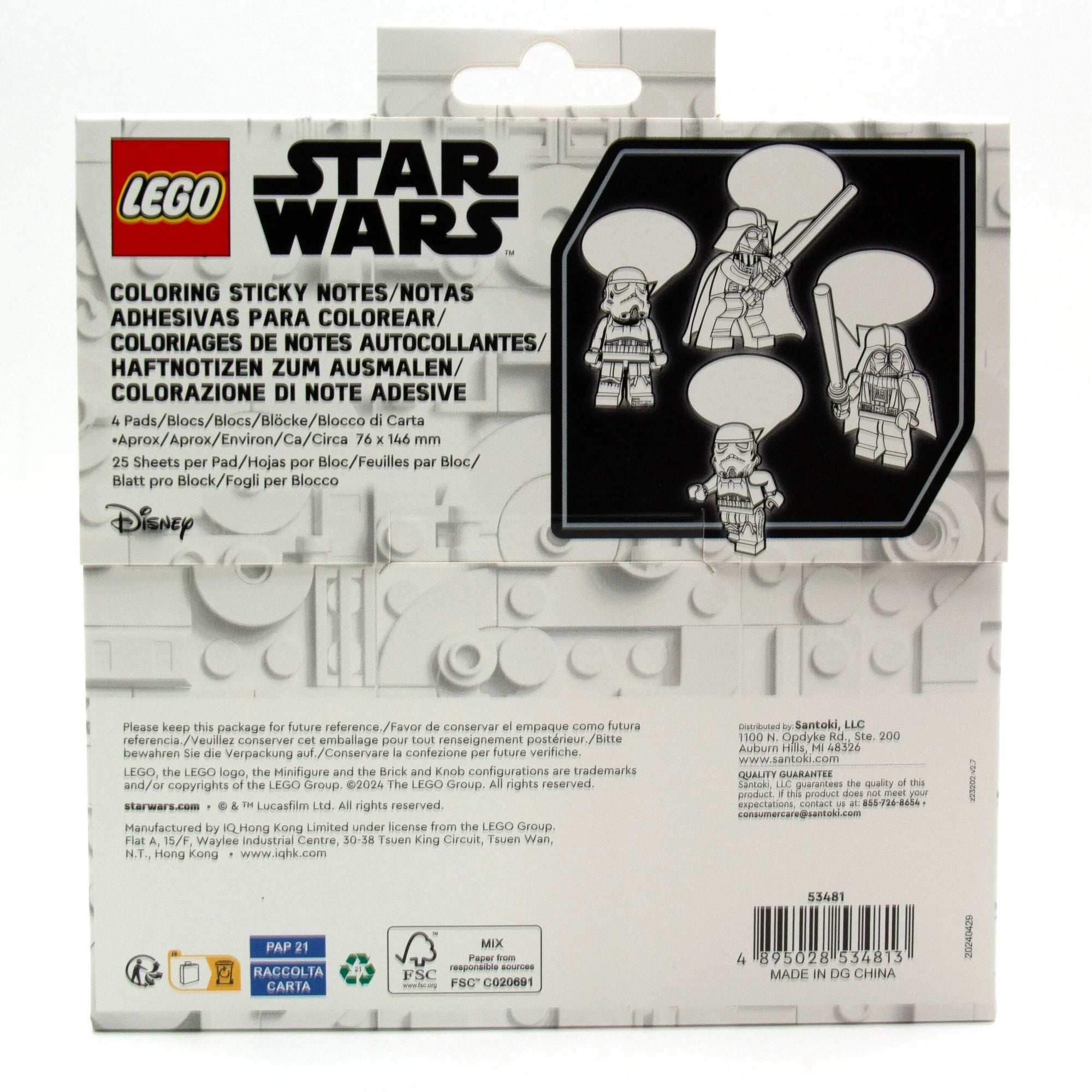 Opakowanie samoprzylepnych karteczek LEGO Star Wars z motywami postaci z sagi Star Wars