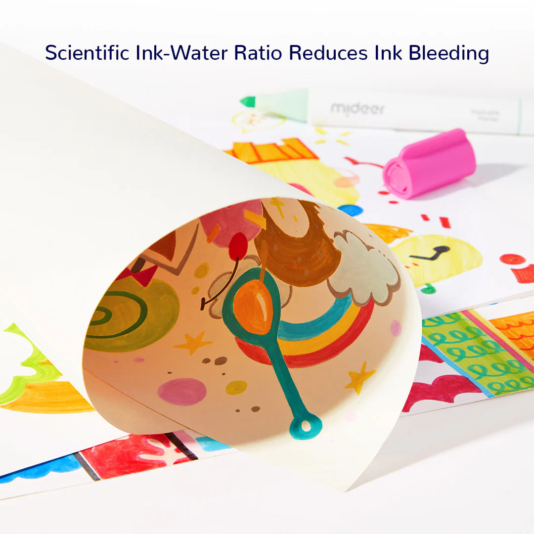 Kolorowe rysunki na papierze wykonane markery zmywalne dwustronne Yamann z redukcją rozmazywania atramentu