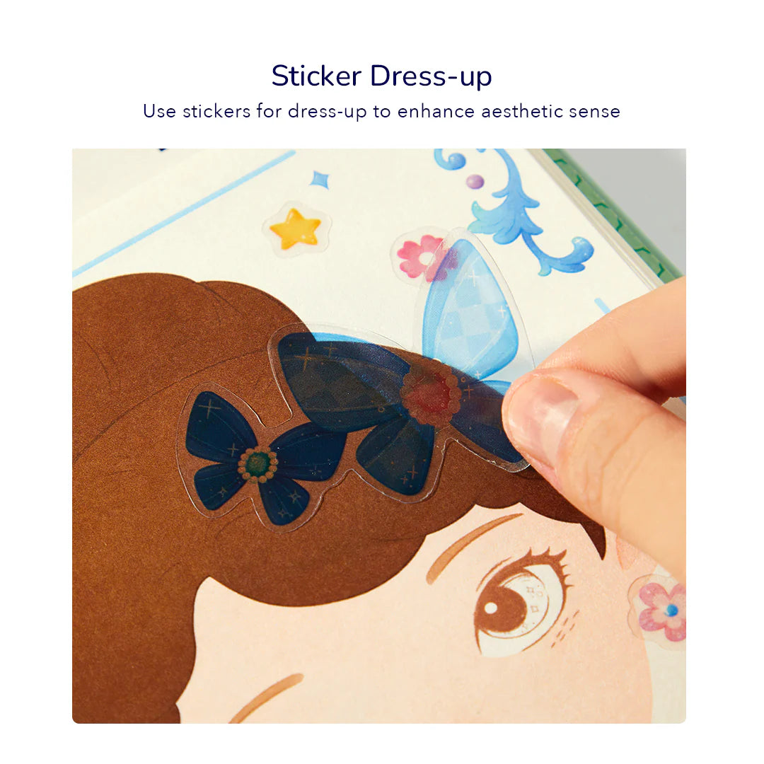 Zeszyt kreatywny dla dziewczynek z naklejkami do ubierania postaci i rozwijania zmysłu estetycznego