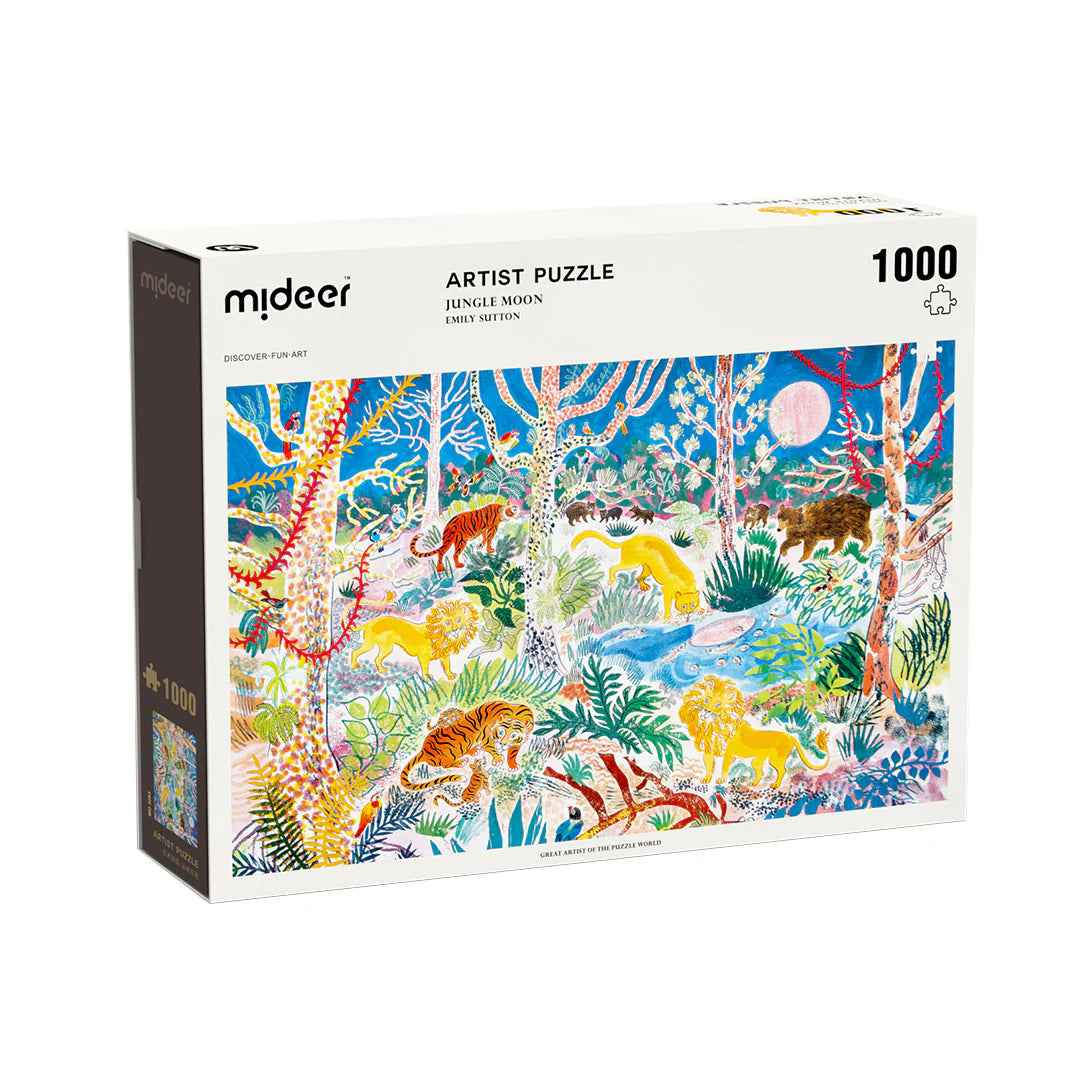 Mideer puzzle artystyczne 1000 elementów z obrazem dżungli i dzikich zwierząt nocą