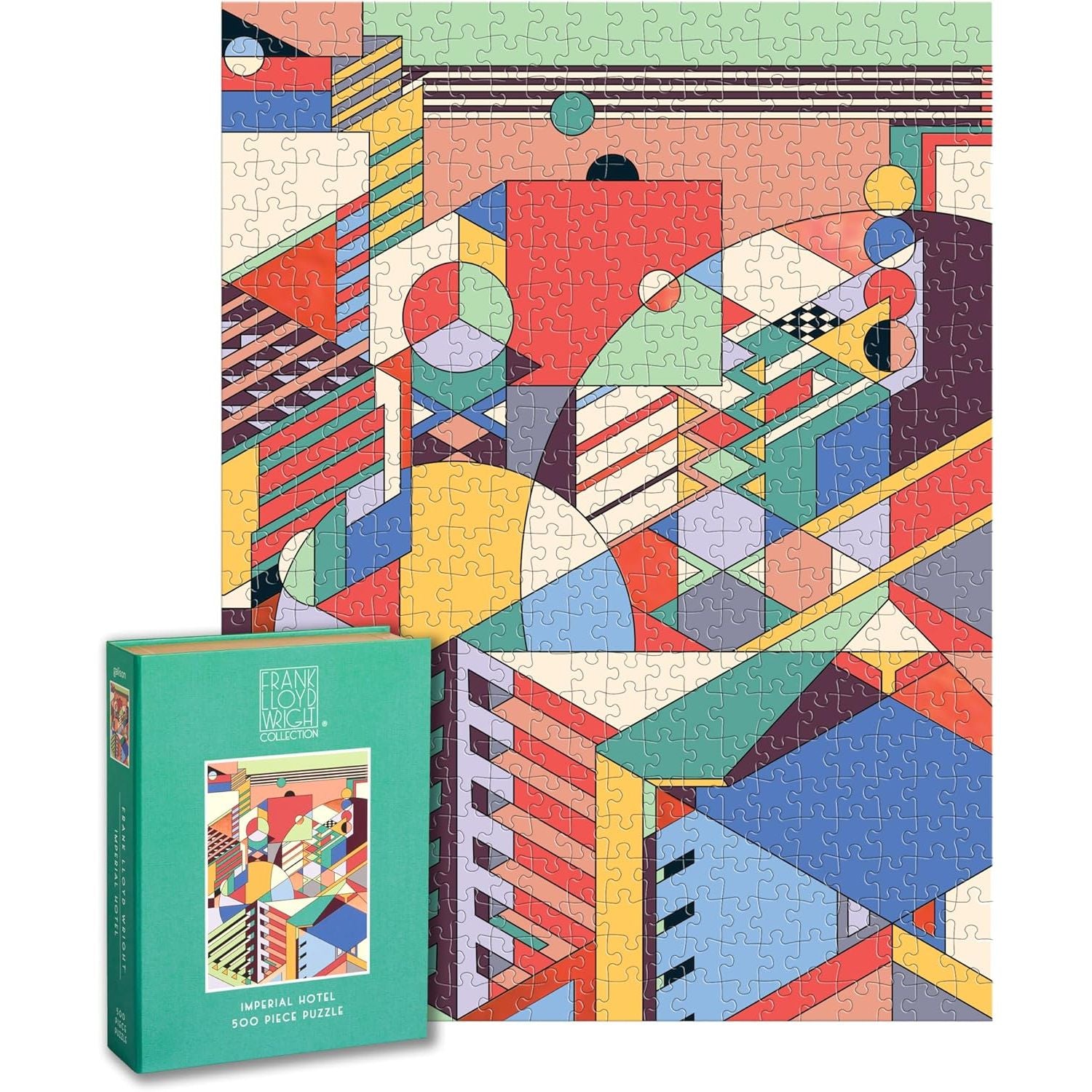 Kolorowe puzzle Frank Lloyd Wright 500 elementów przedstawiające abstrakcyjną geometrię architektury