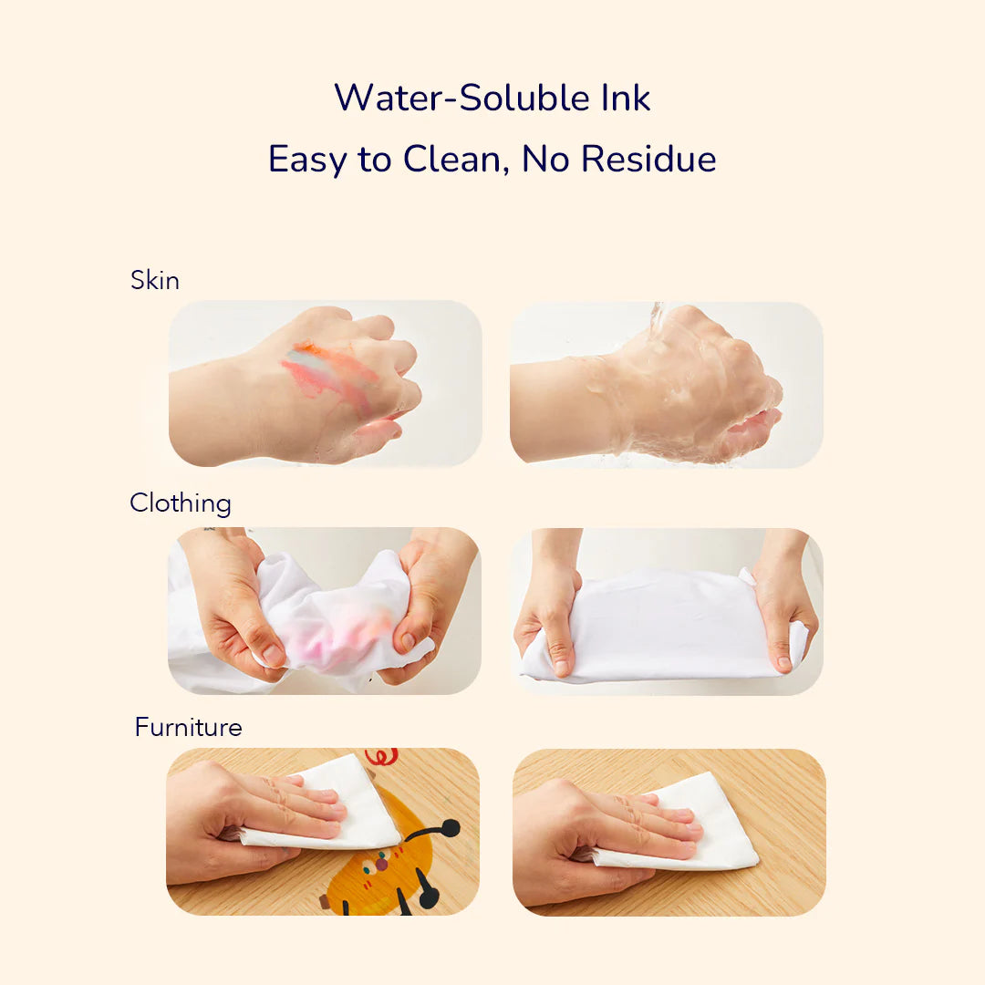 Markery zmywalne dla dzieci Yamann tusz rozpuszczalny w wodzie łatwy do usunięcia ze skóry, ubrań i mebli