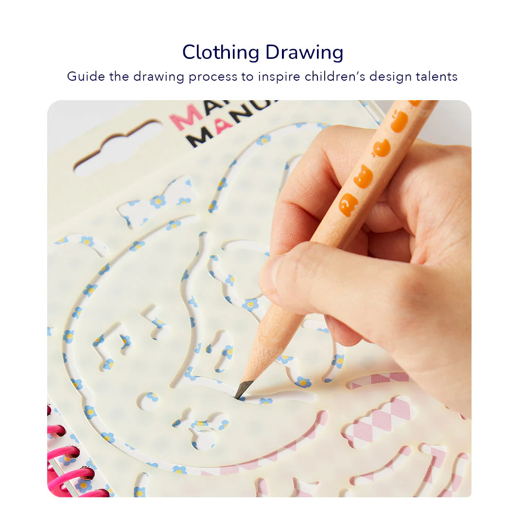 Zeszyt kreatywny dla dziewczynek makijaż z szablonem do rysowania i ołówkiem