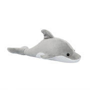 Miękki pluszak delfin butlonosy w szarym kolorze od Wild Planet na czarnym tle