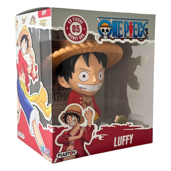 Skarbonka One Piece Luffy figurka SD z kapeluszem słomkowym w przezroczystym opakowaniu Plastoy