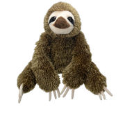 Miękki pluszak leniwiec Wild Planet w naturalnych brązowych kolorach na czarnym tle