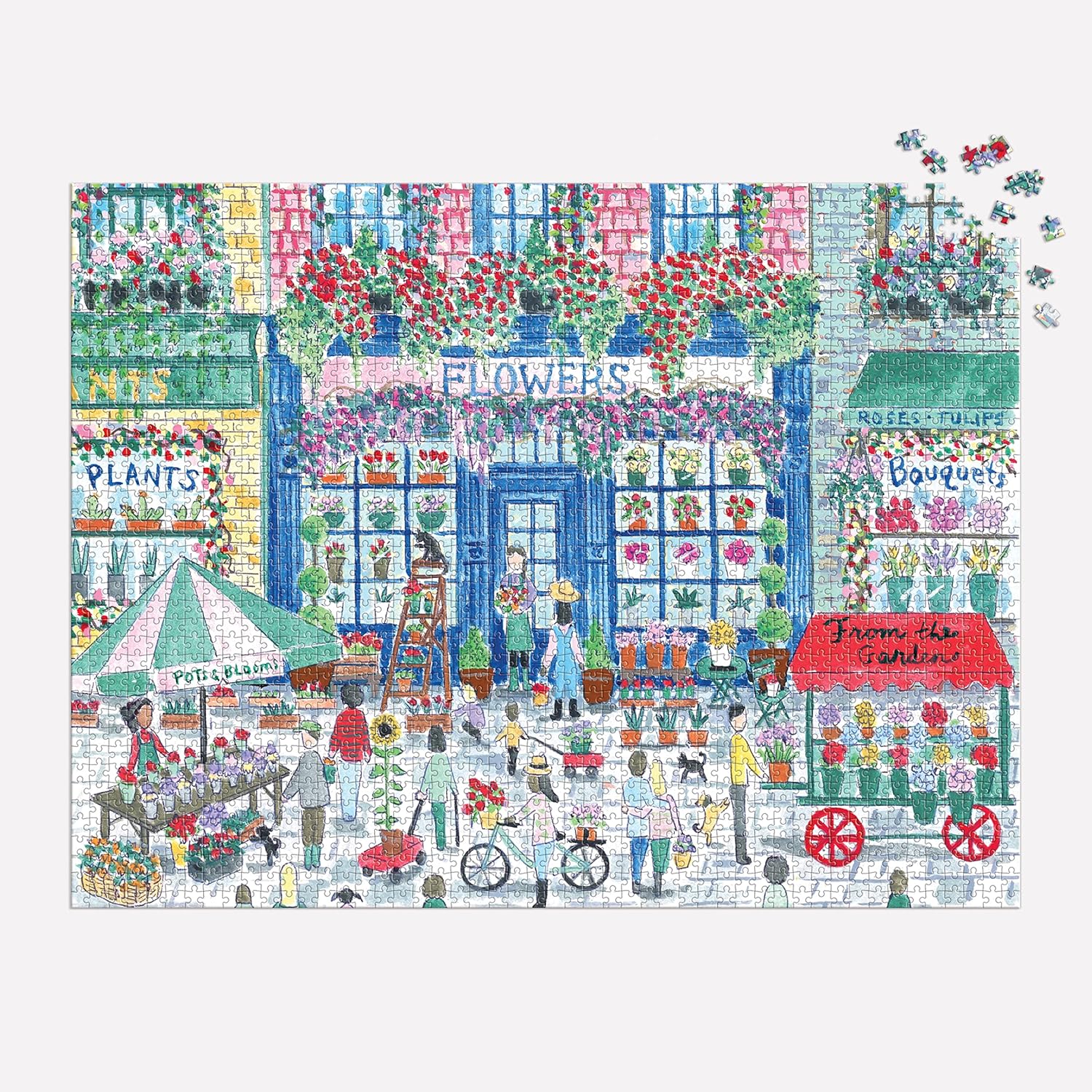 Galison puzzle 2000 elementów kwiatowy rynek z ilustracją kolorowego targu kwiatowego
