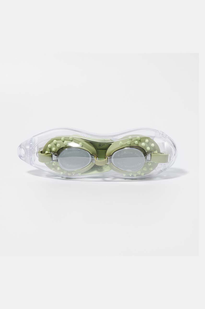 Okulary do pływania dla dzieci LOQI w kolorze zielonym w przezroczystym etui