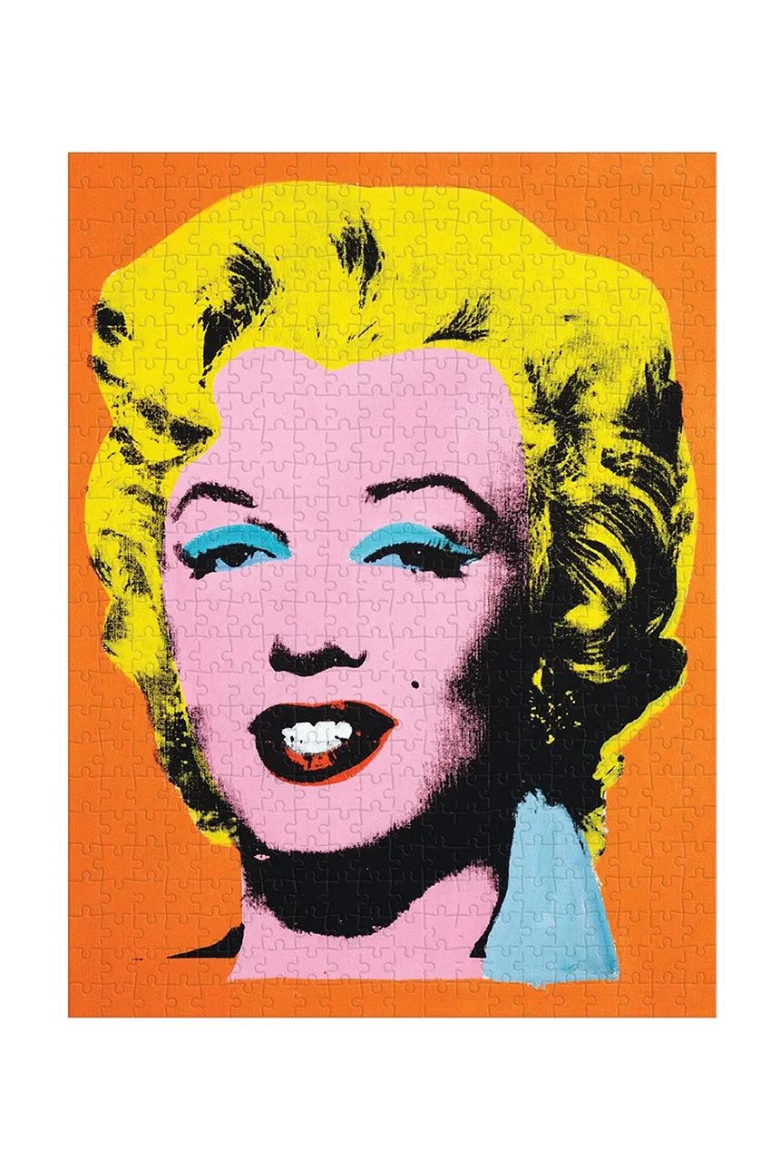 Puzzle dwustronne Andy Warhol Marilyn z kolorowym portretem Marilyn Monroe na pomarańczowym tle