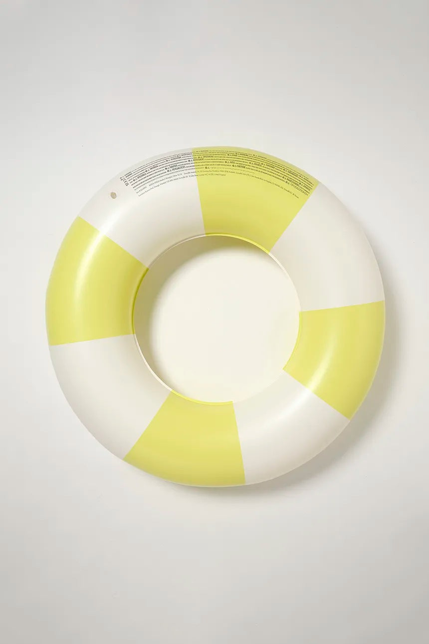 Koło do pływania dla dorosłych LOQI w żółto-białe pasy idealne na basen i plażę