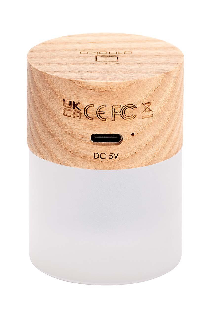 Lampka nocna z drewna jesionowego i białego plastiku z portem USB do ładowania