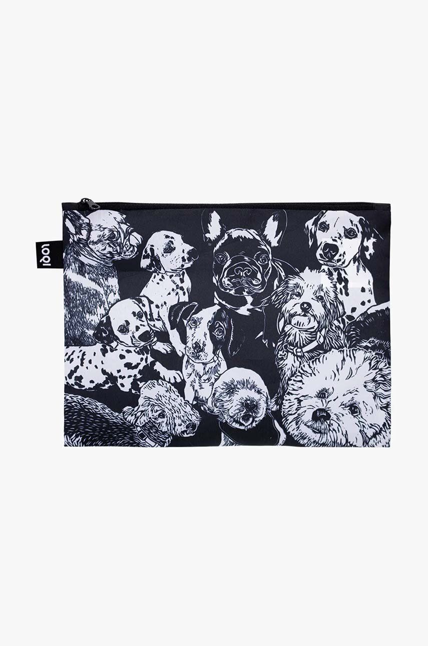 Zestaw saszetek LOQI z psami w czarno-białym wzorze z różnymi rasami psów