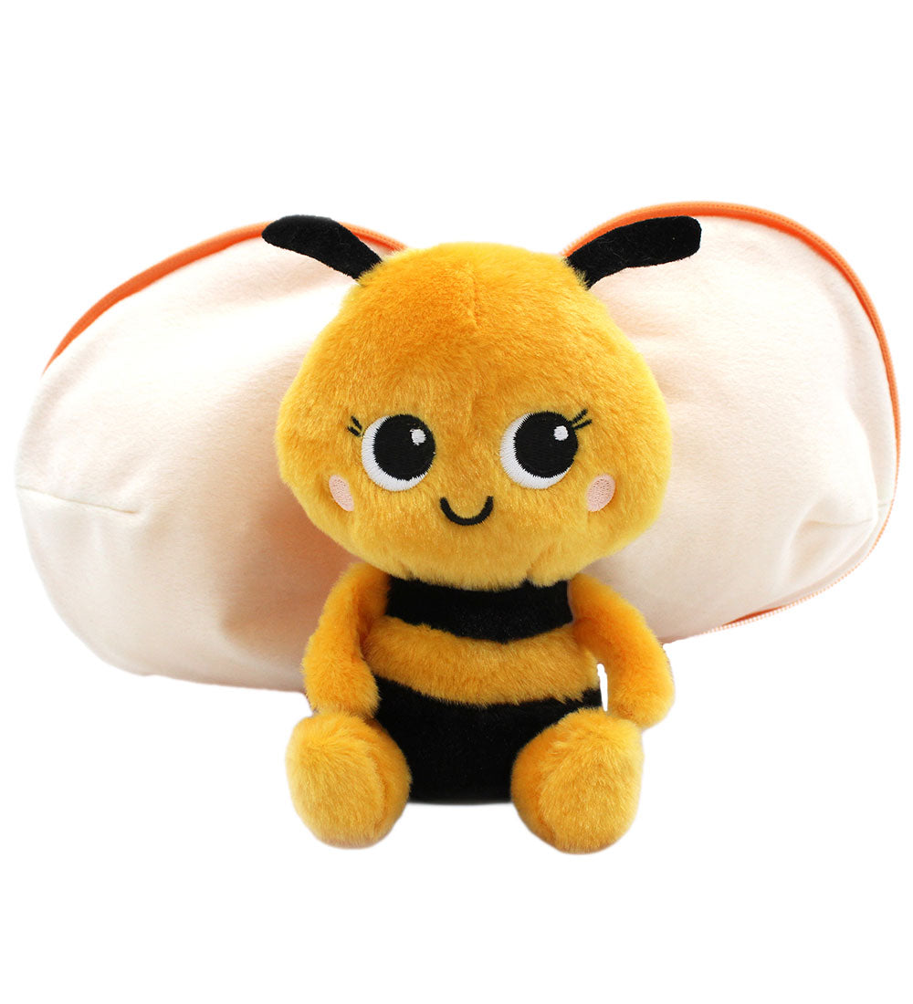 pluszak pszczoła mandarynka miękki pluszowy owad z dużymi oczami i pomarańczowo-czarnymi paskami