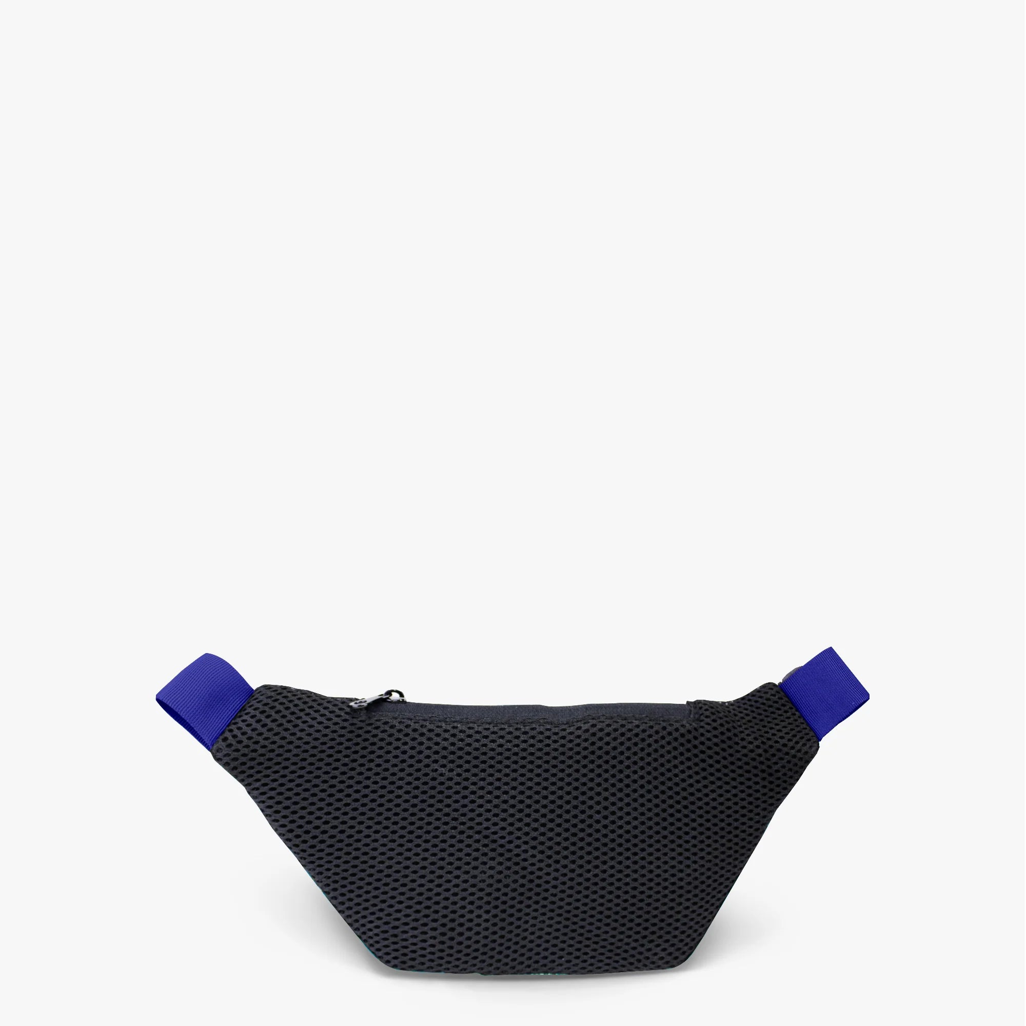 Czarna nerka Frank Lloyd Wright z niebieskimi paskami i siateczkową strukturą od Yamann