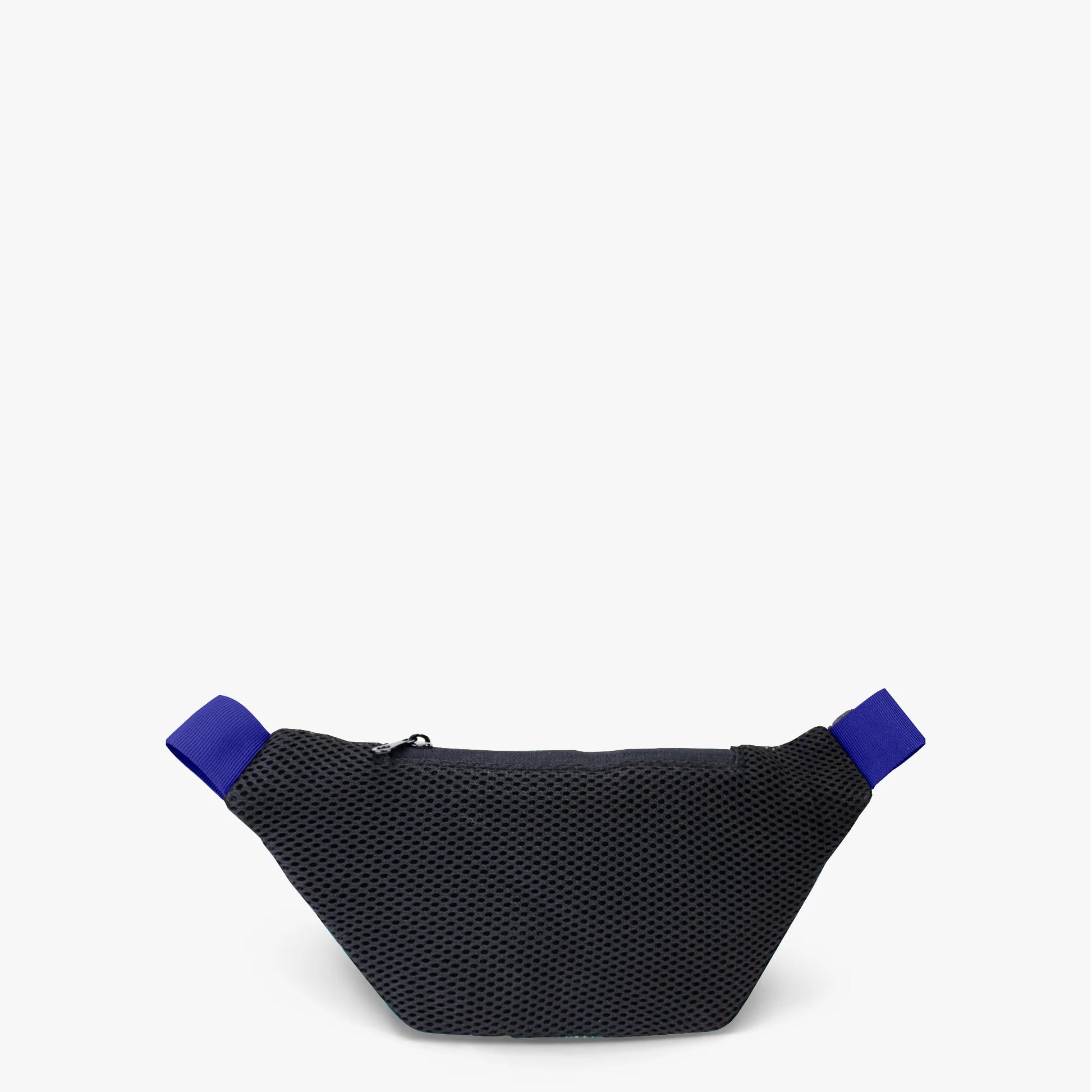 Czarna nerka Frank Lloyd Wright z niebieskimi paskami i siateczkową strukturą od Yamann