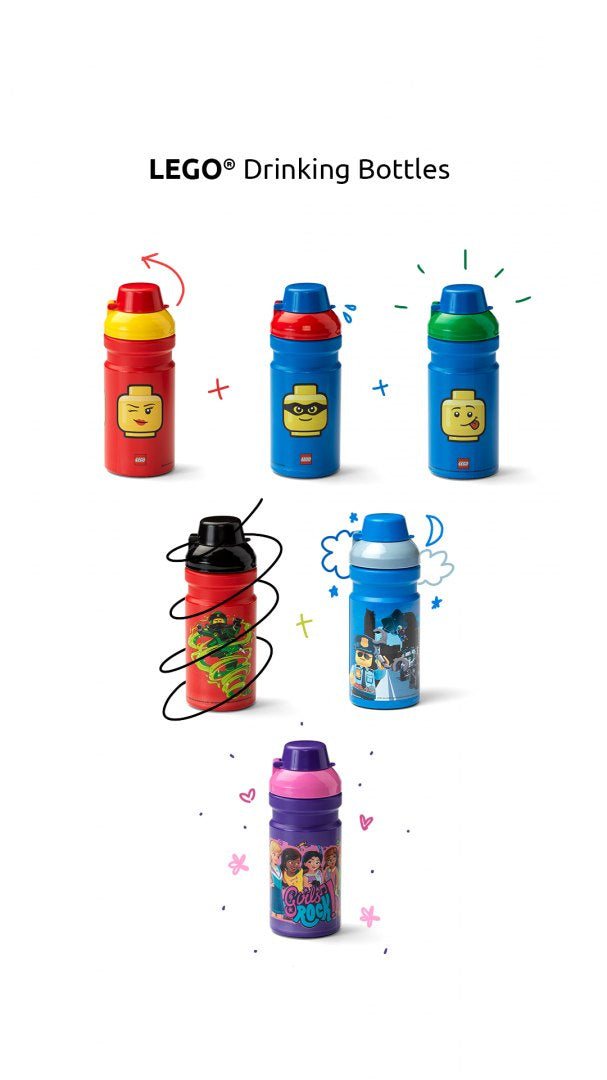 Bidon LEGO Friends dla dzieci w różnych kolorach z postaciami LEGO na butelkach