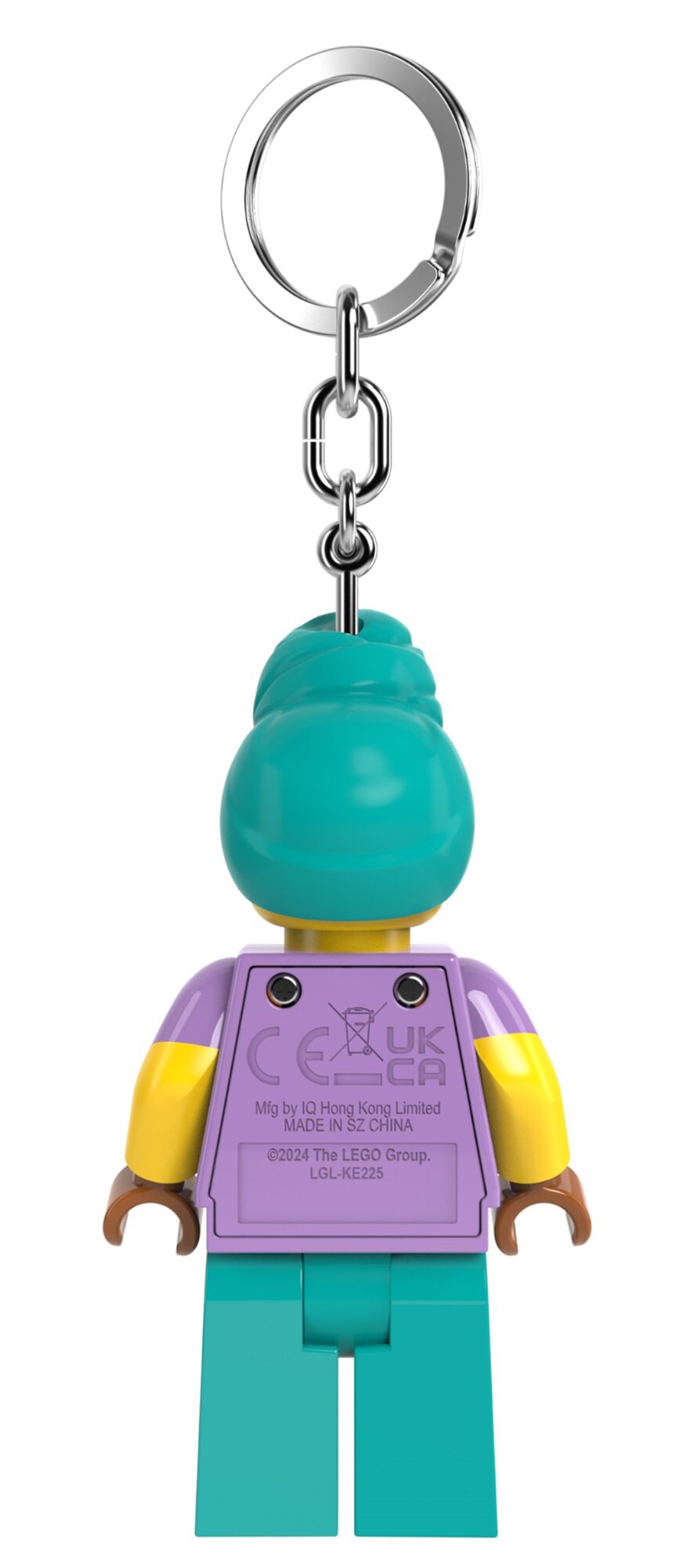 Brelok z latarką LEGO Garncarka w formie kolorowej minifigurki z turkusową fryzurą