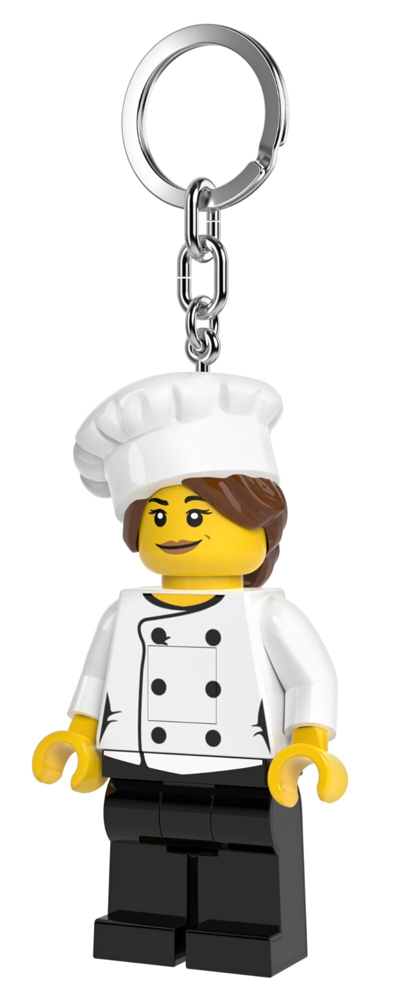 brelok z latarką LEGO kucharka figurka z białym fartuchem i czapką kucharską