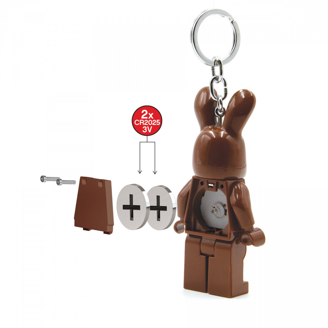Brązowy brelok królik MOB z wymiennymi bateriami CR2025 3V w obudowie na śrubę