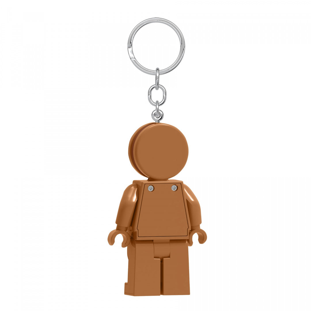 Brelok LEGO piernikowy ludek w kształcie brązowej postaci z metalowym kółkiem do kluczy