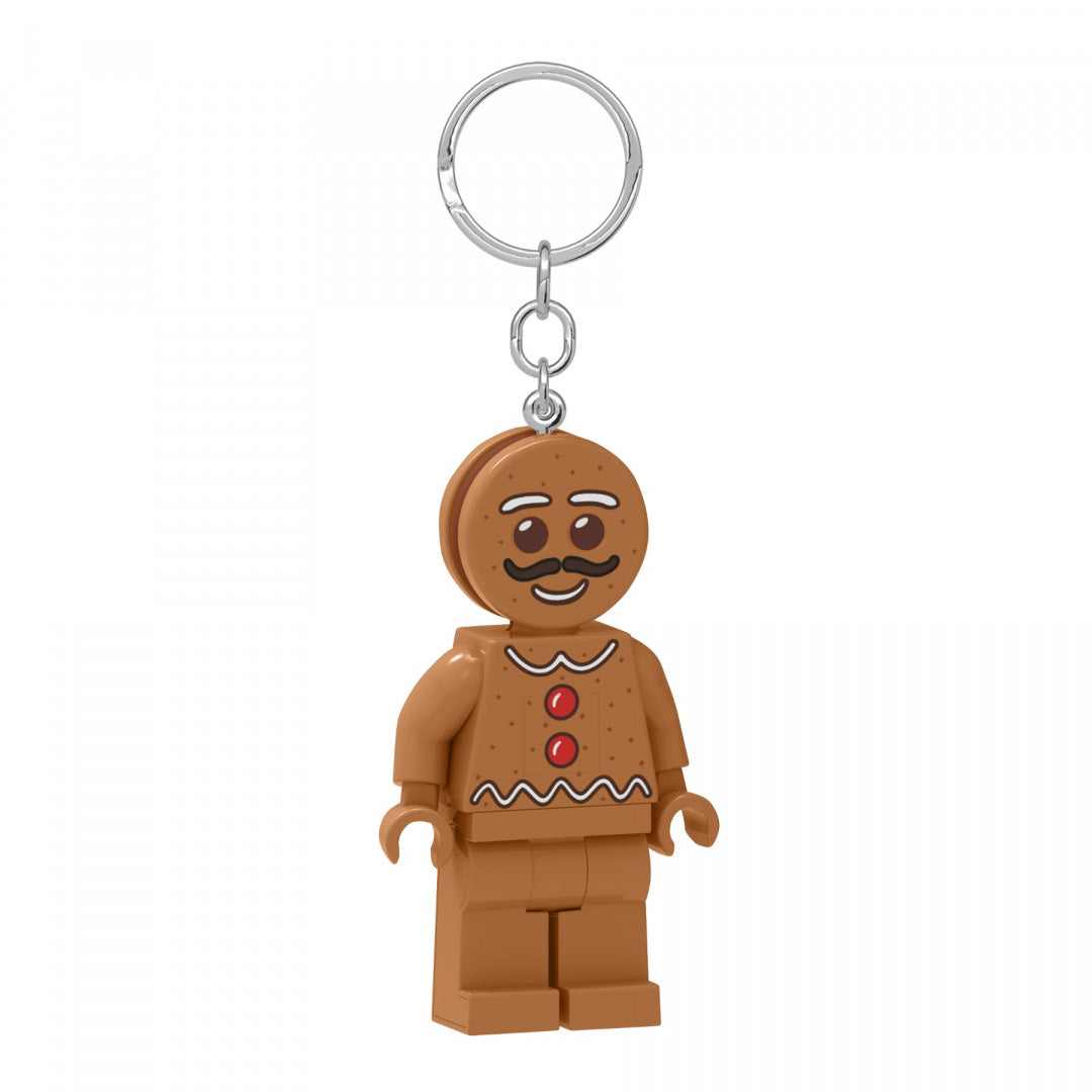 brelok LEGO piernikowy ludek z kluczem i zabawnym uśmiechem, idealny na prezent