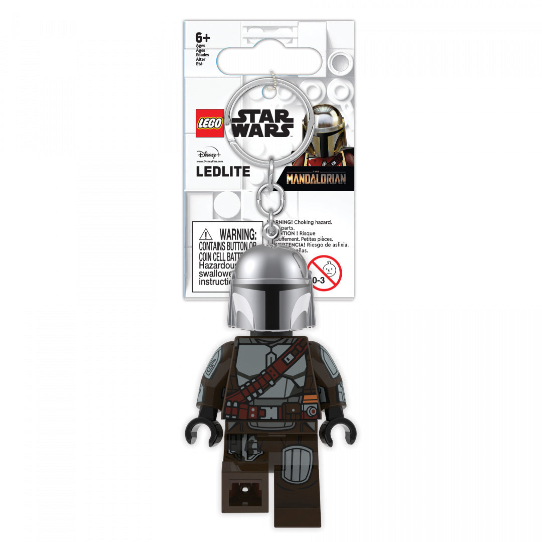 brelok LEGO Star Wars Mandalorian z figurką i metalowym hełmem na opakowaniu