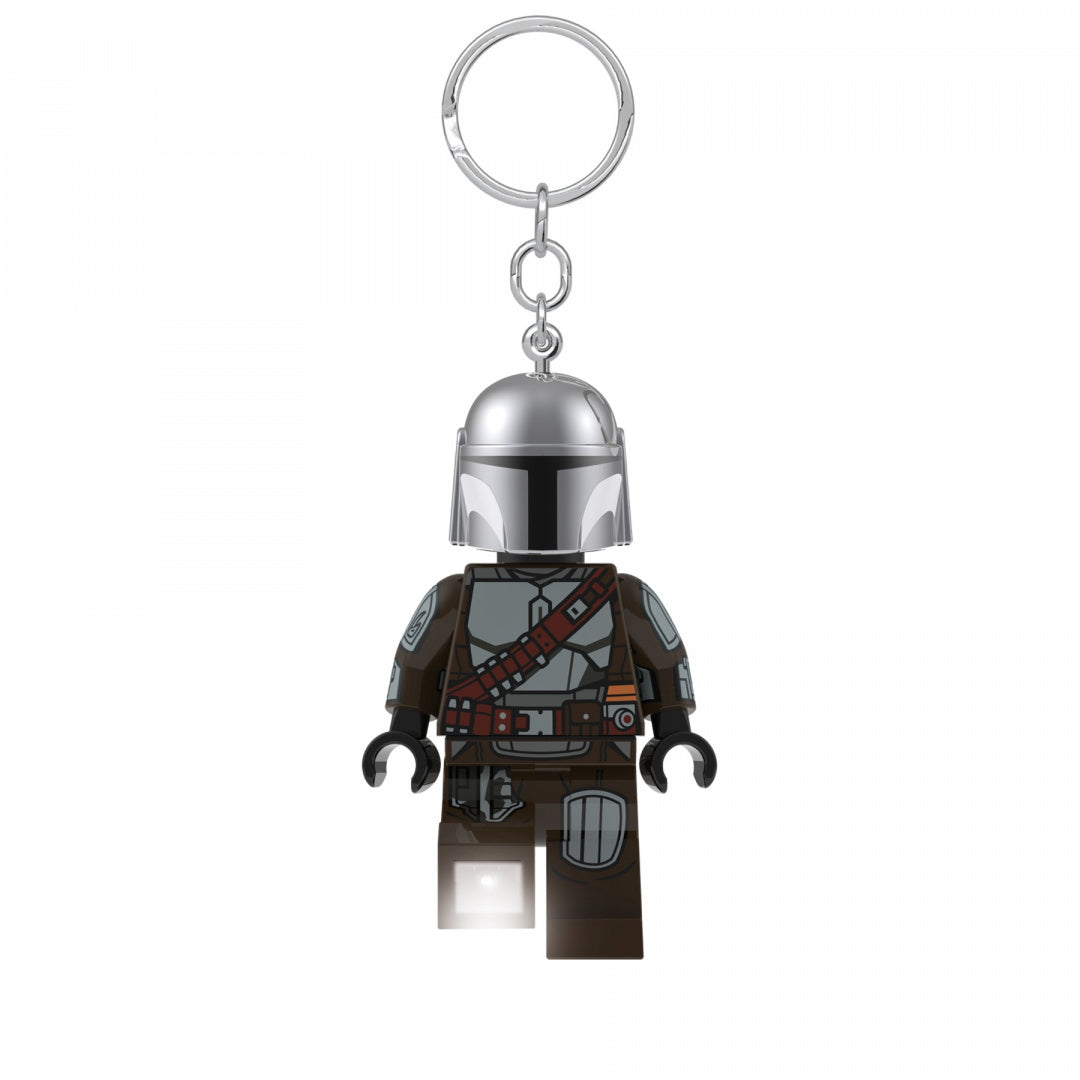 Metalowy brelok LEGO Star Wars Mandalorian z figurką postaci w srebrnym hełmie
