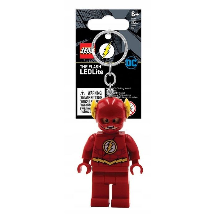 brelok LEGO Flash z latarką w kształcie figurki superbohatera Flash z logo DC