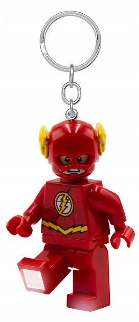 Brelok LEGO Flash z latarką w kształcie czerwonej figurki superbohatera z logo błyskawicy