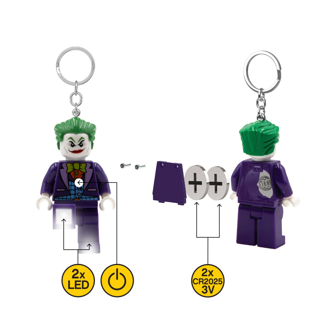brelok LEGO Joker z latarką z zielonym włosami i 2 diodami LED na klucze MOB