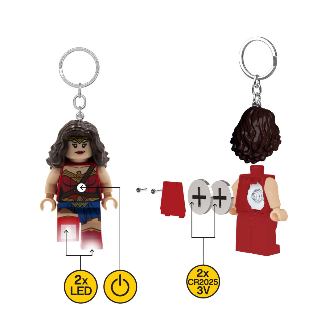 Brelok Wonder Woman LEGO z figurką Wonder Woman i funkcją świecenia LED