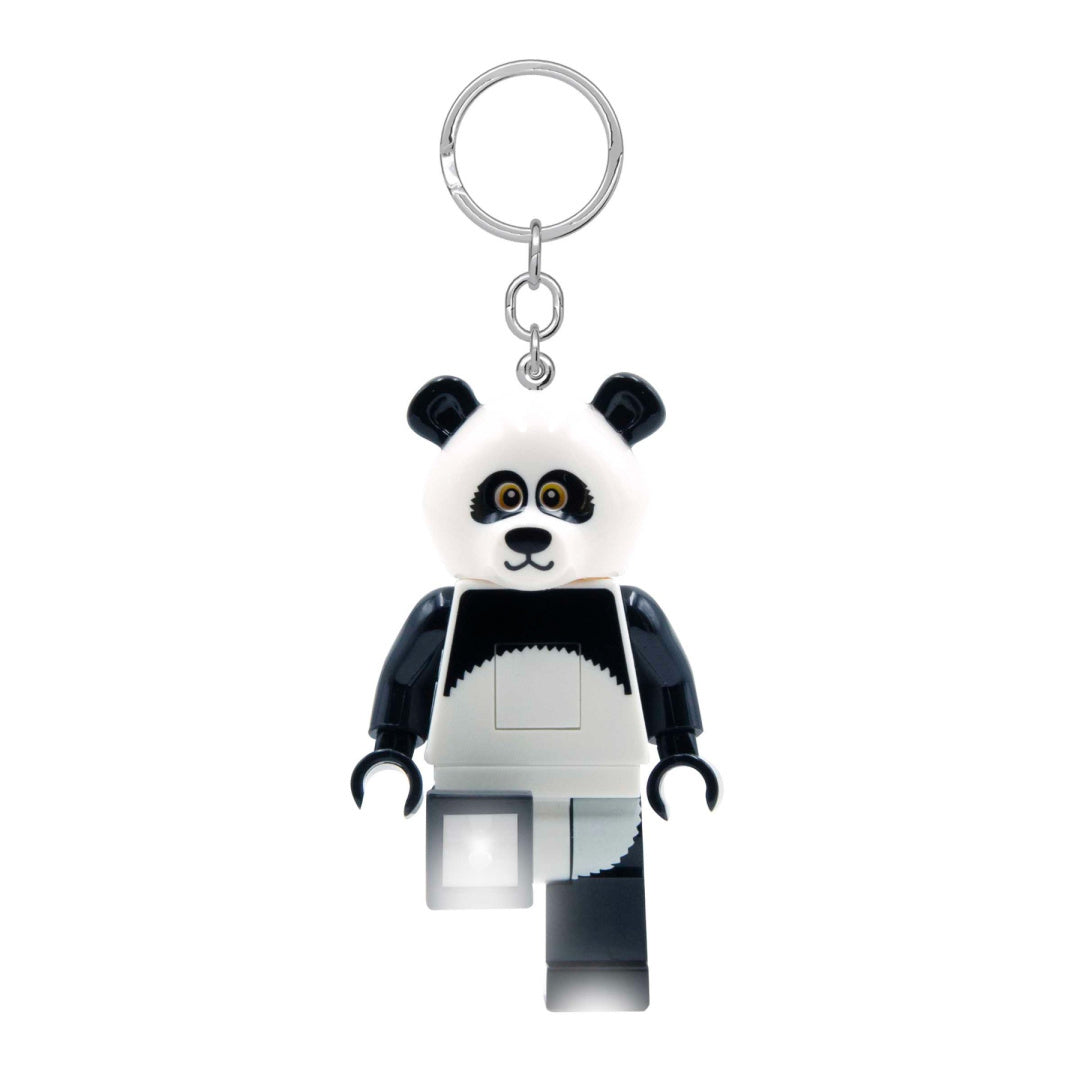 brelok LEGO panda przedstawiający figurkę pandy na metalowym kółku do kluczy