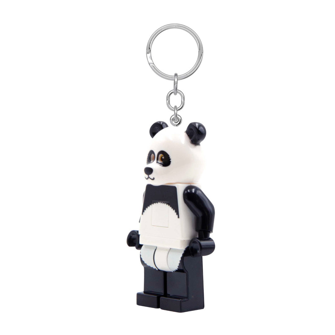 brelok LEGO panda przedstawiający figurkę pandy w stylu klocków LEGO na metalowym kółku