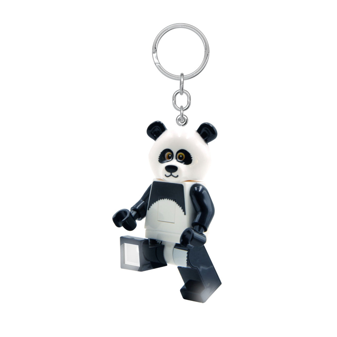 Brelok LEGO panda czarno-biała figurka pandy na metalowym kółku do kluczy