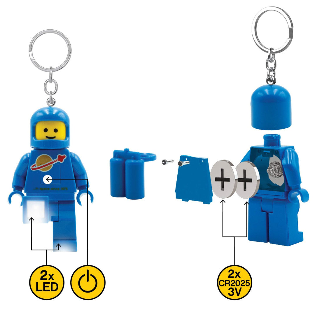 Brelok z latarką LEGO w kształcie niebieskiej minifigurki kosmonauty z diodami LED