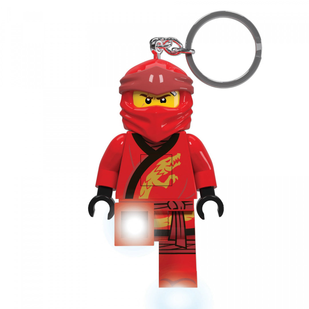 Czerwony brelok ninja LEGO z oświetleniem i metalowym pierścieniem do kluczy