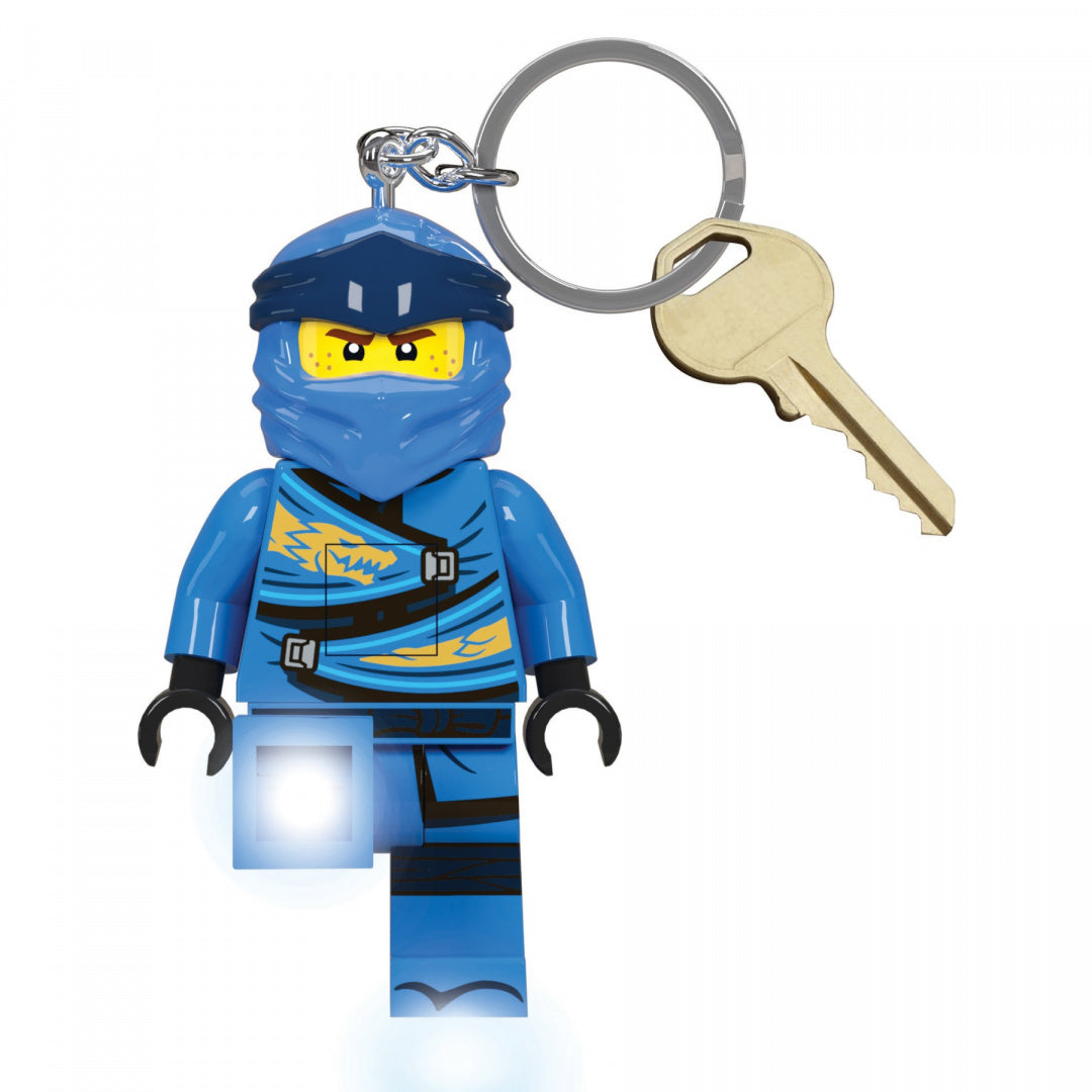 brelok z latarką LEGO Ninjago Jay w kształcie niebieskiej figurki ninja z świecącą latarką