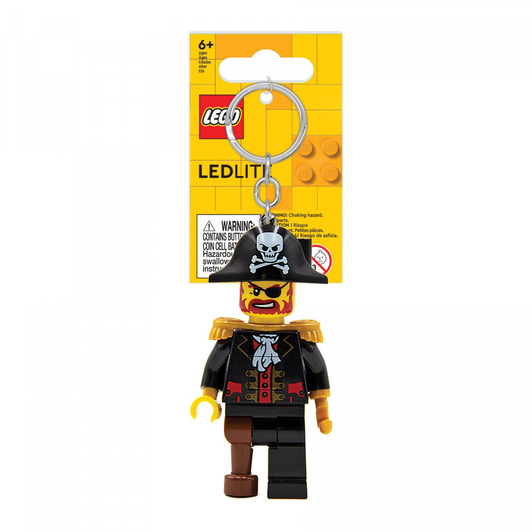 MOB brelok LEGO z latarką przedstawiający figurkę pirata z kapeluszem i oświetleniem LED