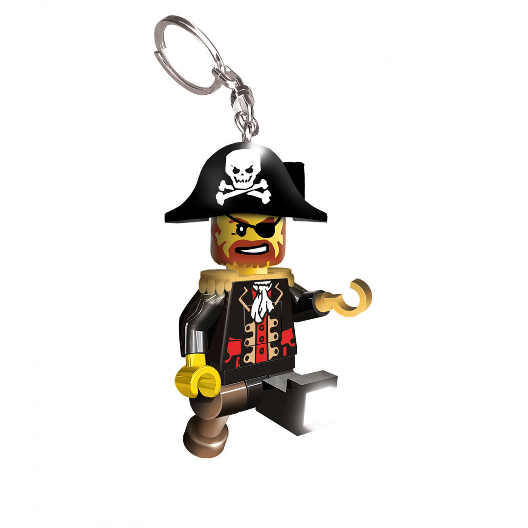 MOB brelok LEGO z latarką w kształcie pirata z czarnym kapeluszem i hakiem