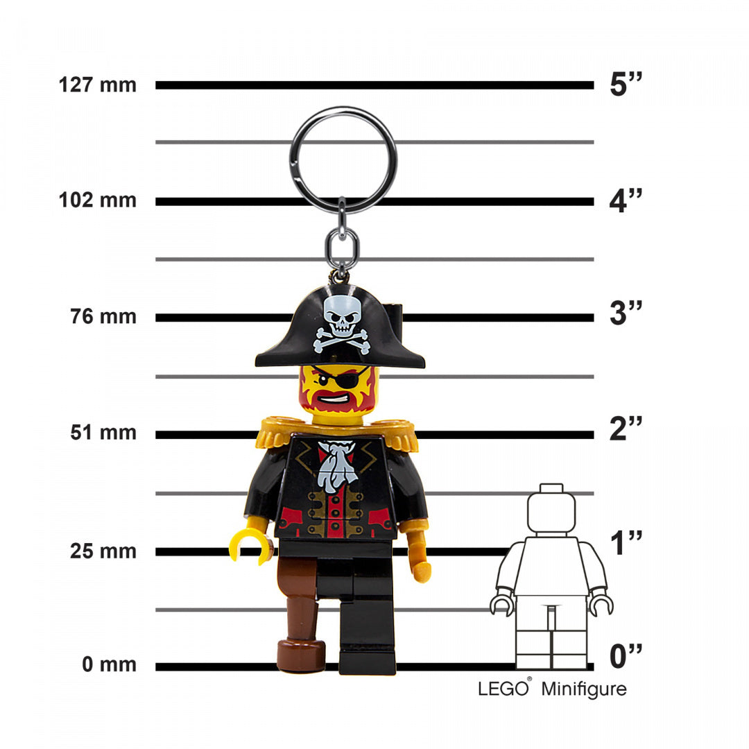 brelok LEGO z latarką w kształcie pirata z kapeluszem i okiem zakrytym opaską