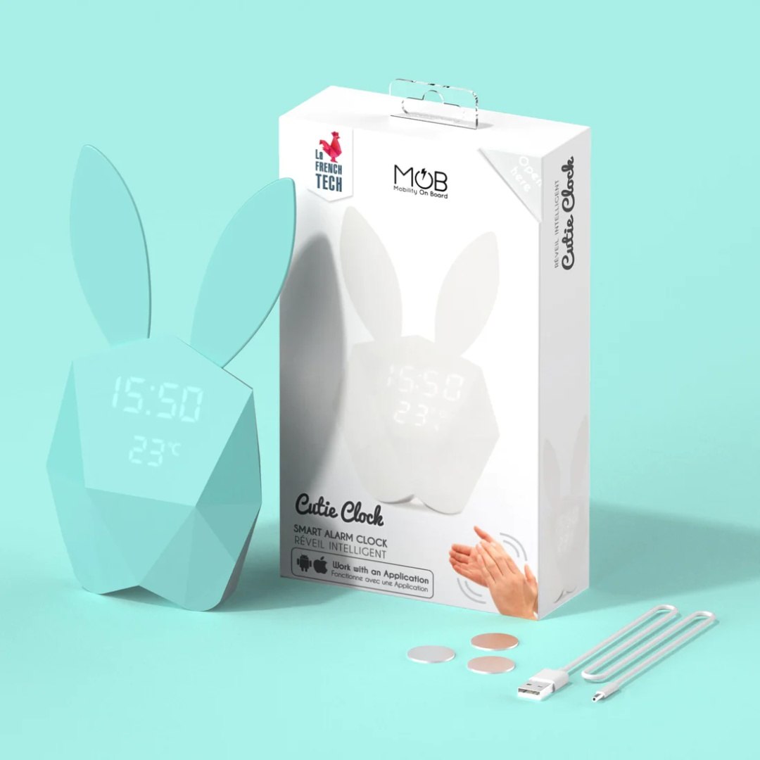 Budzik dla dzieci z lampką nocną w kształcie króliczka z wyświetlaczem cyfrowym i opakowaniem